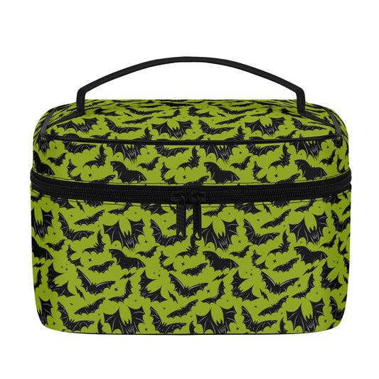 Batty Bats 2023 Gothic Chartreuse Faux Leather Cosmetic Makeup Bag