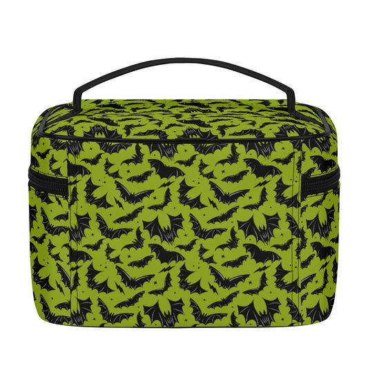 Batty Bats 2023 Gothic Chartreuse Faux Leather Cosmetic Makeup Bag