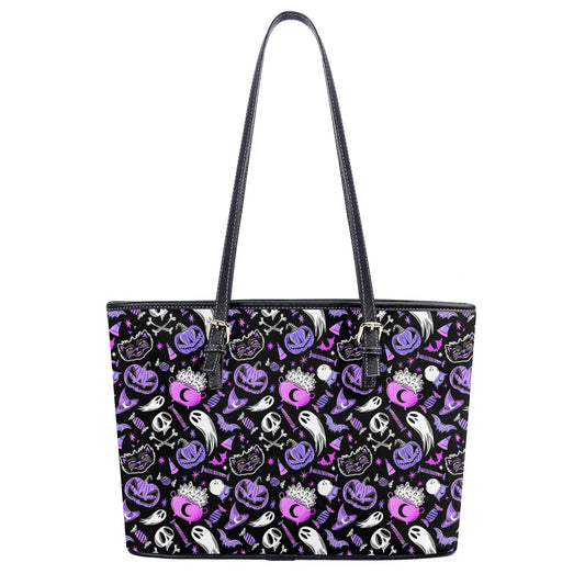 Trick or Treat Purple, Orchid Faux Leather Tote Bag