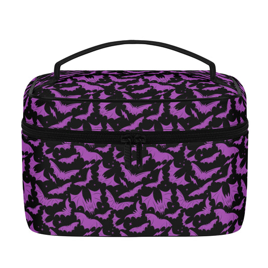 Batty Bats 2023 Gothic Black Orchid Faux Leather Cosmetic Makeup Bag