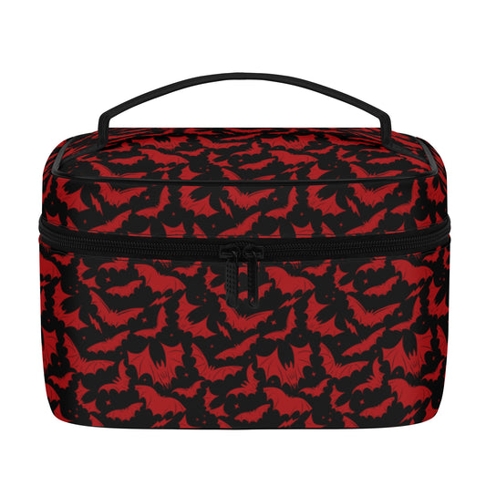 Batty Bats 2023 Gothic Black Red Faux Leather Cosmetic Makeup Bag