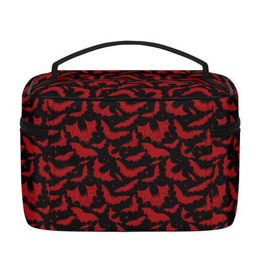 Batty Bats 2023 Gothic Black Red Faux Leather Cosmetic Makeup Bag