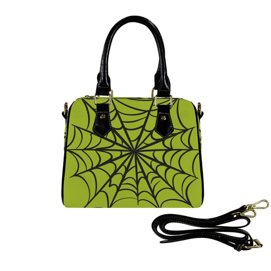 Spooky Gothic Spiderweb GRNB Boston Handbag Purse