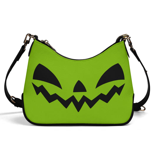 Cute Halloween Jack-O-Lantern Face Green and Black Faux Leather Purse