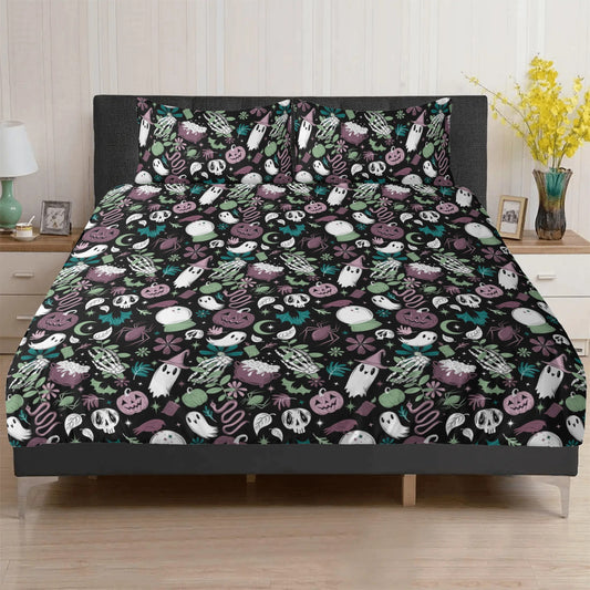 Haunted Hideaway Mint Mauve Teal 3 Piece Duvet Cover Set