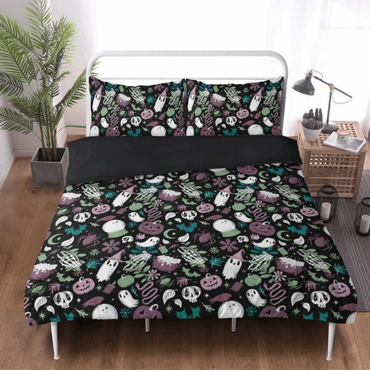 Haunted Hideaway Mint Mauve Teal 3 Piece Duvet Cover Set