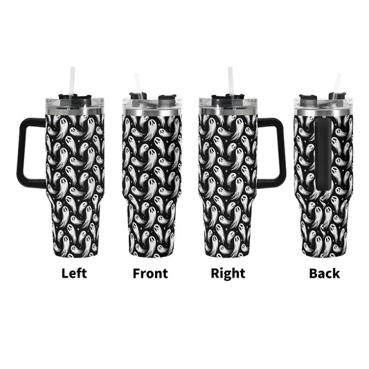 Spooky Spirits 22 BW 40oz Stainless Steel Tumbler Gift With Black Handle and Straw