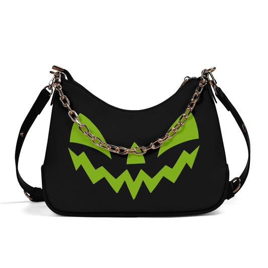 Cute Halloween Jack-O-Lantern Face Black and Green Faux Leather Purse