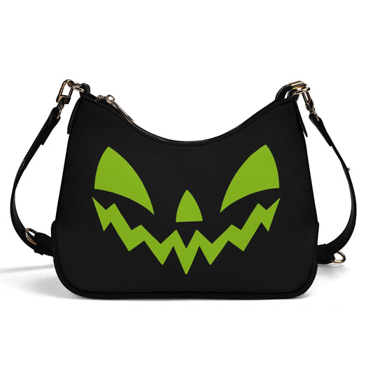 Cute Halloween Jack-O-Lantern Face Black and Green Faux Leather Purse