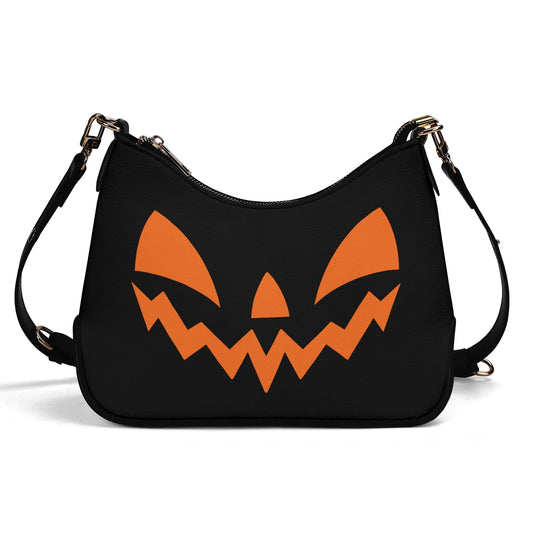 Cute Halloween Jack-O-Lantern Face Black and Orange Faux Leather Purse