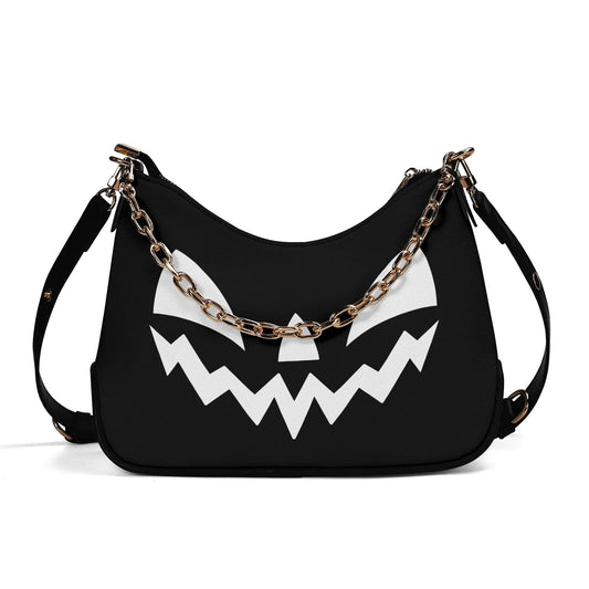 Cute Halloween Jack-O-Lantern Face Black and White Faux Leather Purse