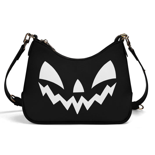 Cute Halloween Jack-O-Lantern Face Black and White Faux Leather Purse