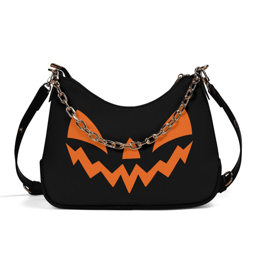 Cute Halloween Jack-O-Lantern Face Black, Orange, and Purple Faux Leather Purse