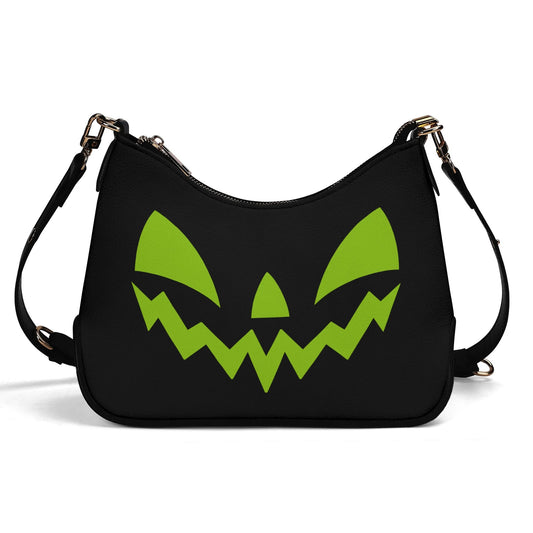 Cute Halloween Jack-O-Lantern Face Black, Orange, and Green Faux Leather Purse