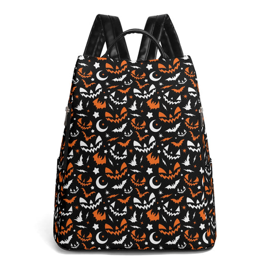 Fun Frights Retro Cute Halloween BWO Travel PU Daypack Anti-theft Backpack Bag