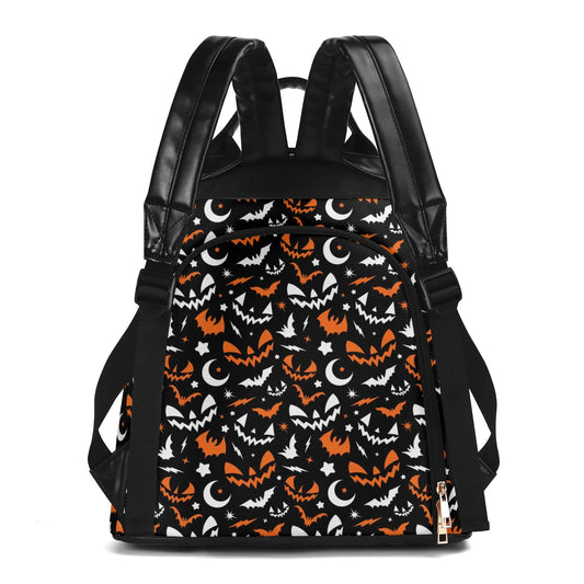 Fun Frights Retro Cute Halloween BWO Travel PU Daypack Anti-theft Backpack Bag