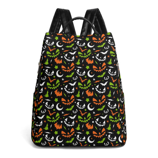 Fun Frights Retro Cute Halloween BWOG Travel PU Daypack Anti-theft Backpack Bag