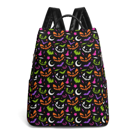 Fun Frights Retro Cute Halloween BWOGPP Travel PU Daypack Anti-theft Backpack Bag