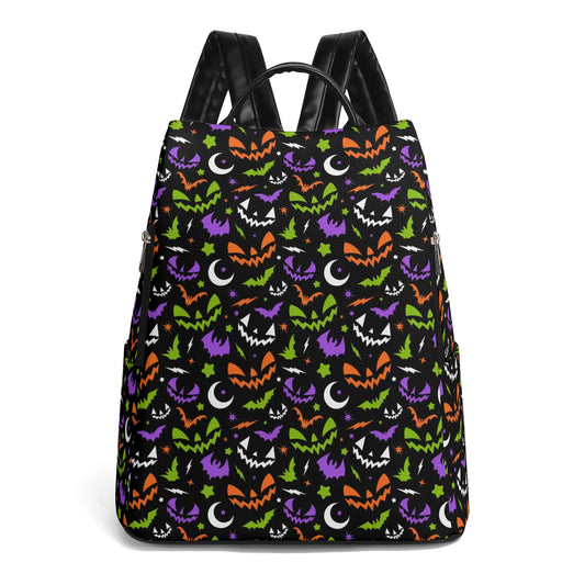 Fun Frights Retro Cute Halloween BWOGP Travel PU Daypack Anti-theft Backpack Bag