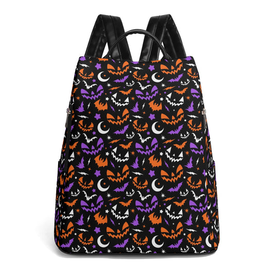 Fun Frights Retro Cute Halloween BWOP Travel PU Daypack Anti-theft Backpack Bag