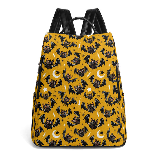 Oh Bats Cute Halloween BWGL Travel PU Daypack Anti-theft Backpack Bag