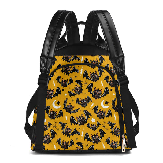 Oh Bats Cute Halloween BWGL Travel PU Daypack Anti-theft Backpack Bag