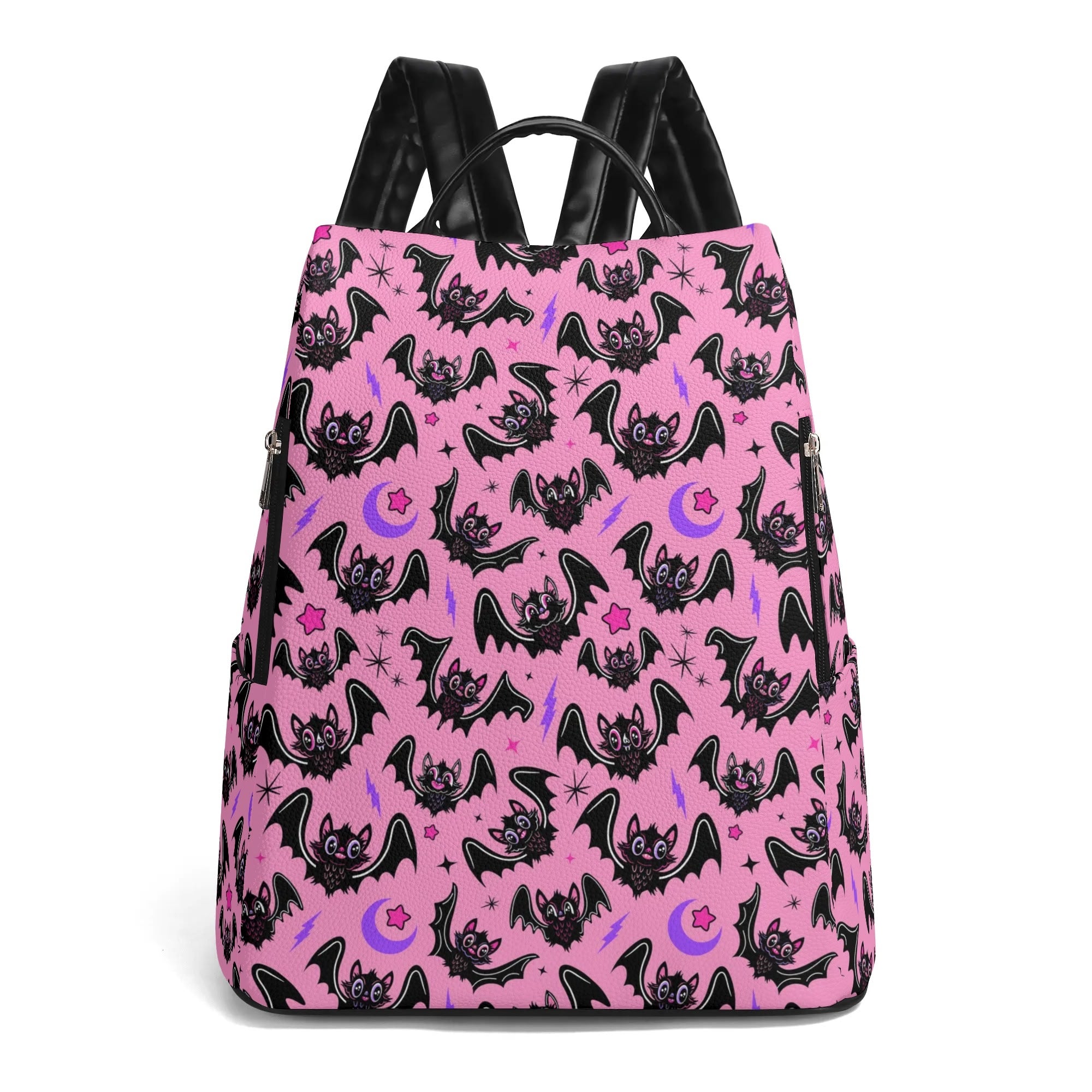 Oh Bats Cute Halloween BWPP Travel PU Daypack Anti theft Backpack Bag Darling Ghoul