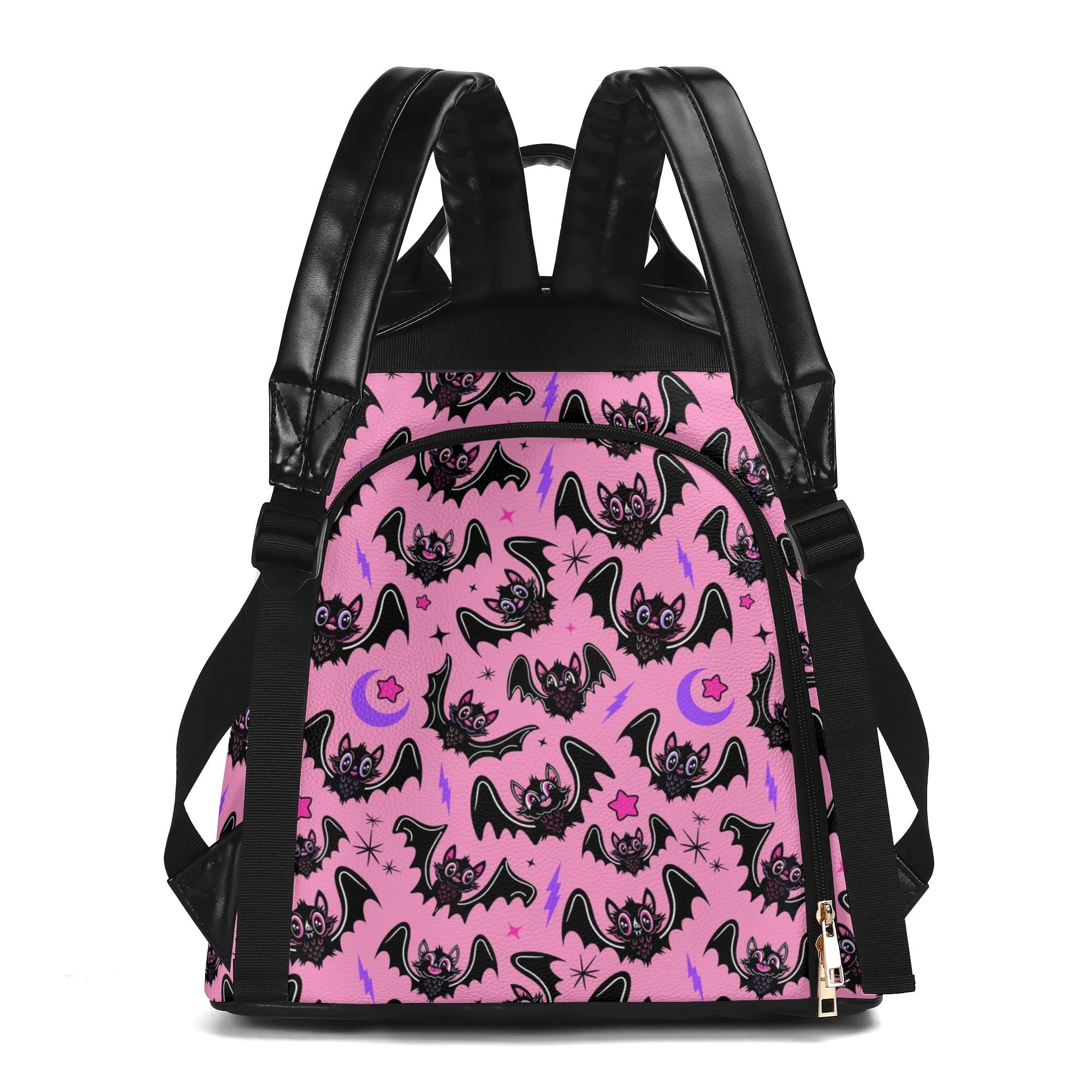 Thinkgeek Kawaii Black Pleather Faux Leather 8-Bit Pixel Print hot Backpack