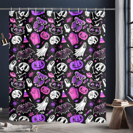 Everything Halloween 24 BWPNKPRP Shower Curtain