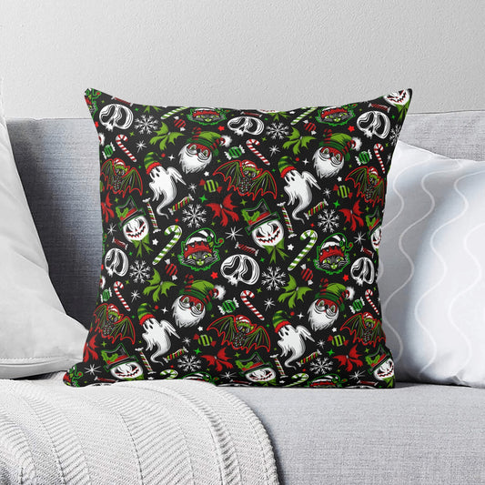 Creepmas Creeps 24 Green Red Spooky Creepmas Xmas Pillow Cover - Available in 5 Sizes