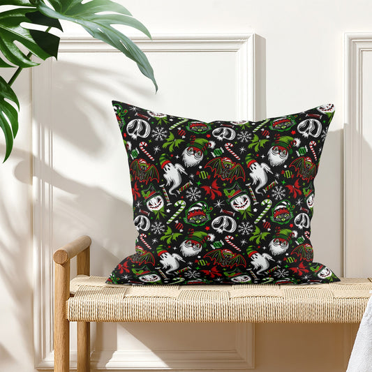 Creepmas Creeps 24 Green Red Spooky Creepmas Xmas Pillow Cover - Available in 5 Sizes