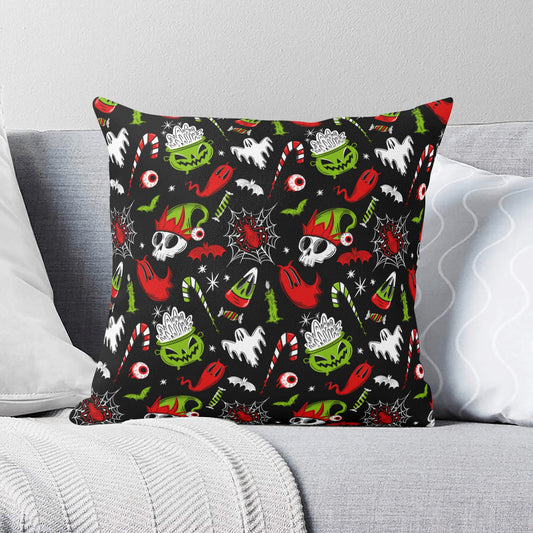 Creepmas Creeps 23 Red Green Spooky Creepmas Xmas Pillow Cover - Available in 5 Sizes