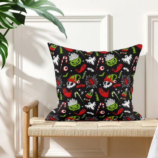 Creepmas Creeps 23 Red Green Spooky Creepmas Xmas Pillow Cover - Available in 5 Sizes