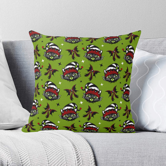 Black Cat Elf 24 Red Green Spooky Creepmas Xmas Pillow Cover - Available in 5 Sizes