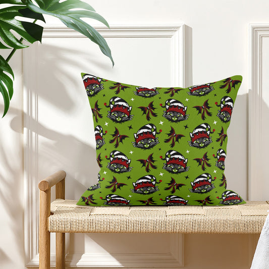 Black Cat Elf 24 Red Green Spooky Creepmas Xmas Pillow Cover - Available in 5 Sizes