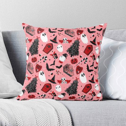 Candy Coffins Pink Red Kitschy Spooky Creepmas Xmas Pillow Cover - Available in 5 Sizes