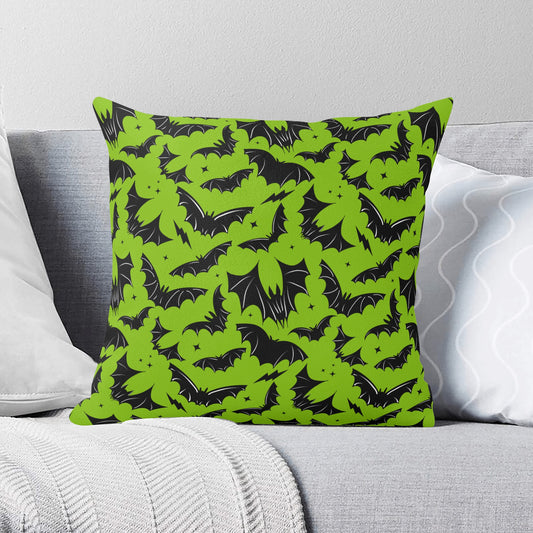 Batty Bats 22 Green Black Gothic Pillow Cover - Available in 5 Sizes