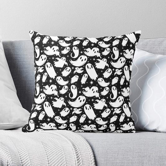 Ghosties 22 BW Spooky Creepmas Xmas Pillow Cover - Available in 5 Sizes