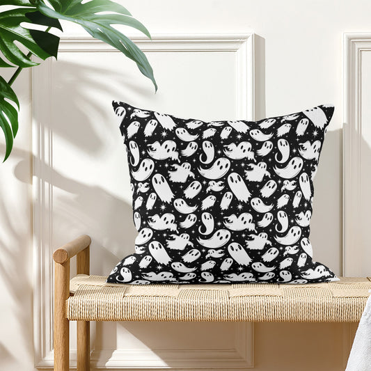 Ghosties 22 BW Spooky Creepmas Xmas Pillow Cover - Available in 5 Sizes