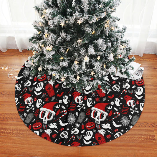 Cemetery Creeps Red BW Tree Skirt for Creepmas Spooky Xmas Decor -3 Sizes