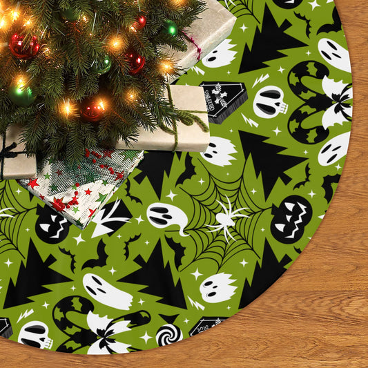 Creepmas Trees BW Green Tree Skirt for Creepmas Spooky Xmas Decor -3 Sizes