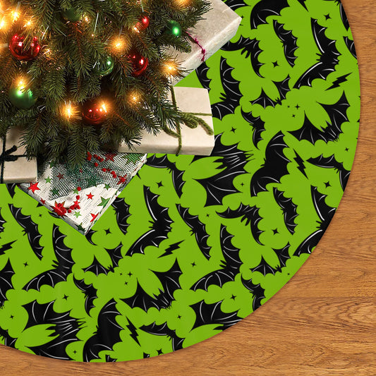 Batty Bats 22 Green Tree Skirt for Creepmas Spooky Xmas Decor -3 Sizes