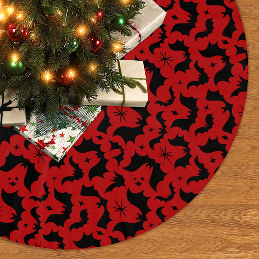 Batty Bats 24Red Tree Skirt for Creepmas Spooky Xmas Decor -3 Sizes