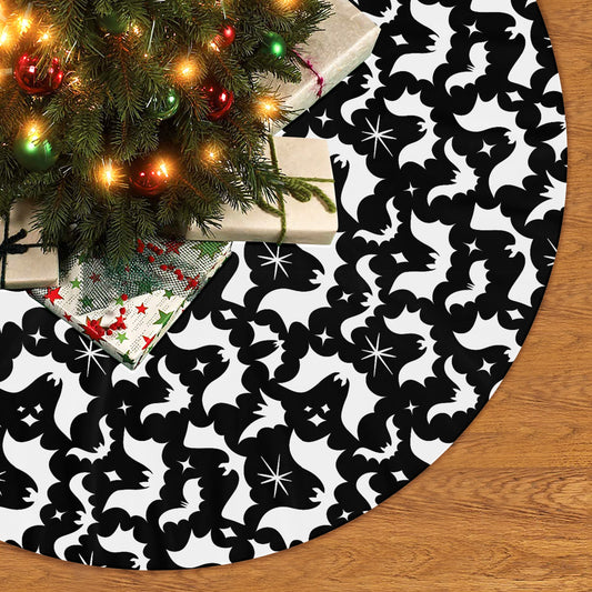 Batty Bats 24 BW Tree Skirt for Creepmas Spooky Xmas Decor -3 Sizes