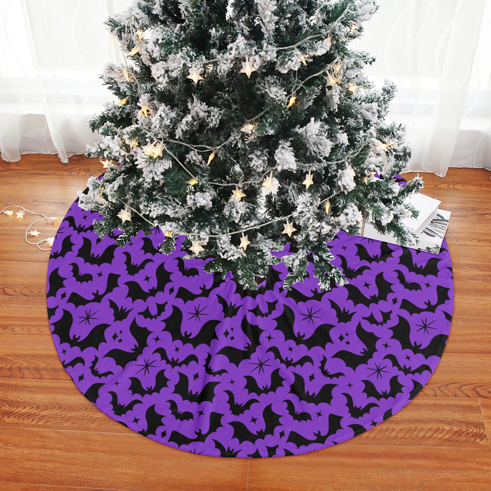 Batty Bats 24 Purple Tree Skirt for Creepmas Spooky Xmas Decor 3 Sizes