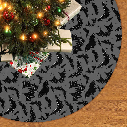 Batty Bats 22 Gray Tree Skirt for Creepmas Spooky Xmas Decor -3 Sizes