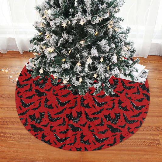 Batty Bats 22 Red Tree Skirt for Creepmas Spooky Xmas Decor -3 Sizes