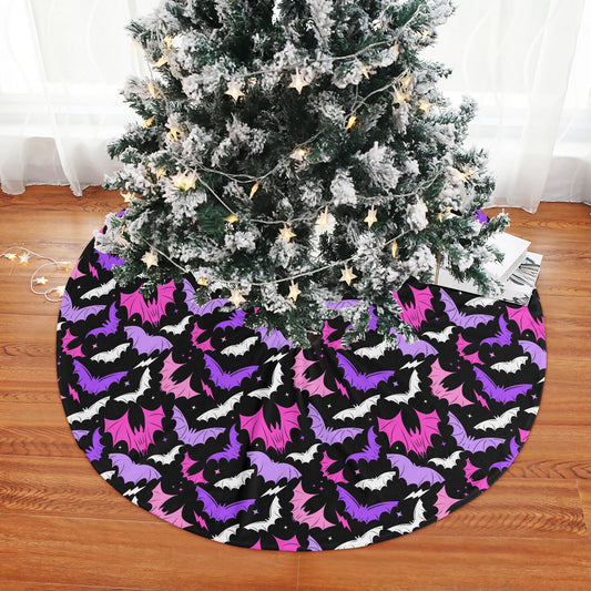 Batty Bats 22 Pink Purple Tree Skirt for Creepmas Yule Spooky Xmas Decor -3 Sizes