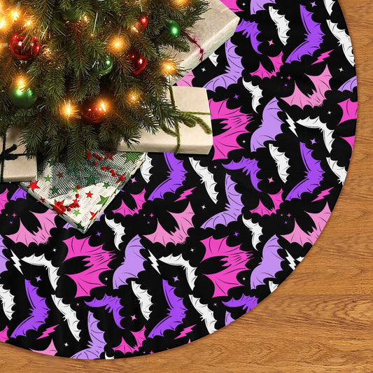 Batty Bats 22 Pink Purple Tree Skirt for Creepmas Yule Spooky Xmas Decor -3 Sizes