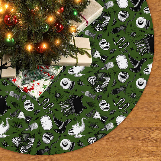 Cast a Spell Green Tree Skirt for Creepmas Yule Spooky Xmas Decor -3 Sizes